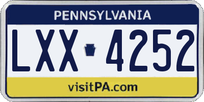 PA license plate LXX4252