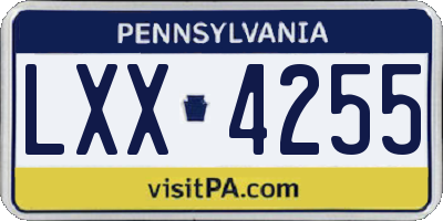 PA license plate LXX4255