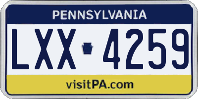 PA license plate LXX4259