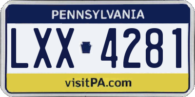 PA license plate LXX4281