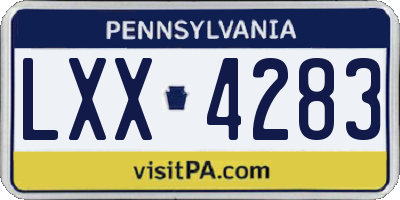 PA license plate LXX4283