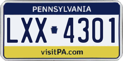 PA license plate LXX4301