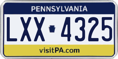 PA license plate LXX4325