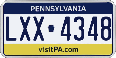 PA license plate LXX4348