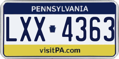 PA license plate LXX4363