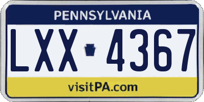 PA license plate LXX4367