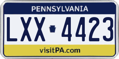 PA license plate LXX4423