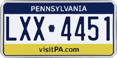 PA license plate LXX4451