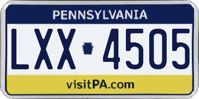 PA license plate LXX4505