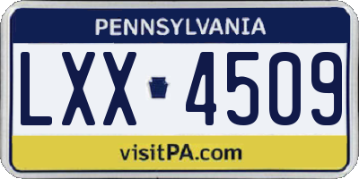 PA license plate LXX4509