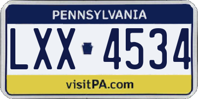 PA license plate LXX4534