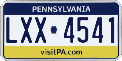 PA license plate LXX4541