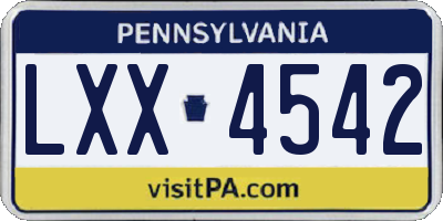 PA license plate LXX4542