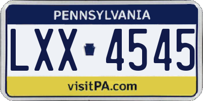 PA license plate LXX4545