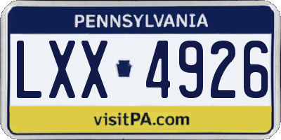 PA license plate LXX4926