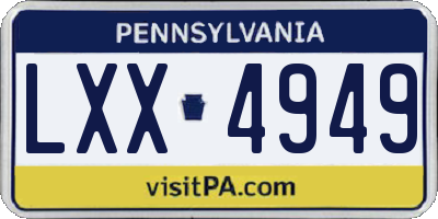 PA license plate LXX4949