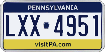 PA license plate LXX4951