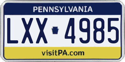 PA license plate LXX4985