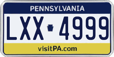 PA license plate LXX4999