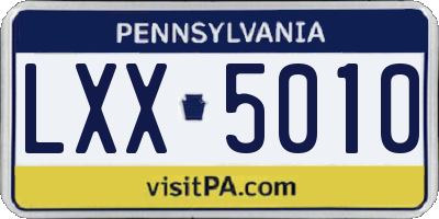 PA license plate LXX5010