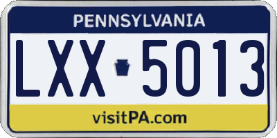 PA license plate LXX5013
