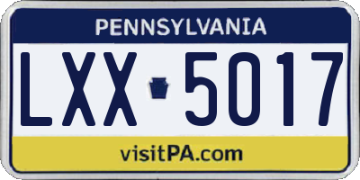 PA license plate LXX5017