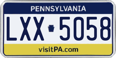 PA license plate LXX5058