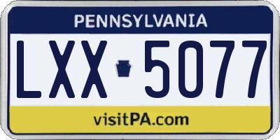 PA license plate LXX5077