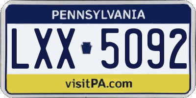 PA license plate LXX5092