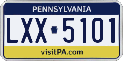 PA license plate LXX5101