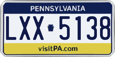 PA license plate LXX5138