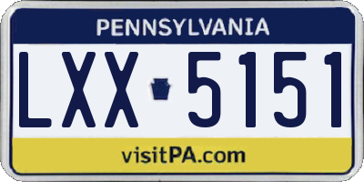 PA license plate LXX5151