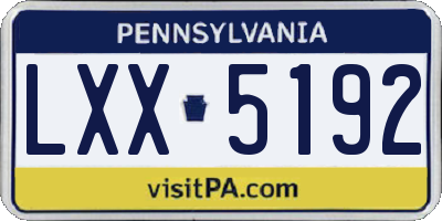 PA license plate LXX5192