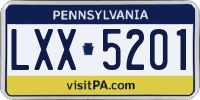 PA license plate LXX5201