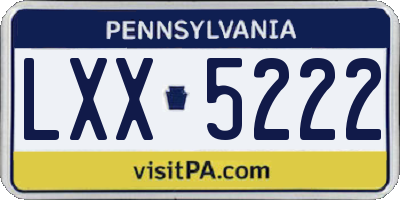 PA license plate LXX5222