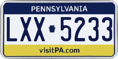 PA license plate LXX5233