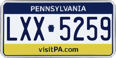 PA license plate LXX5259
