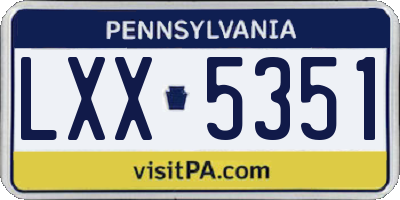 PA license plate LXX5351