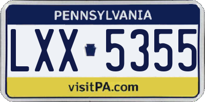 PA license plate LXX5355