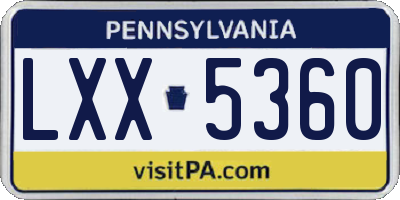 PA license plate LXX5360