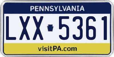 PA license plate LXX5361