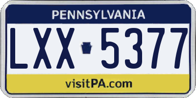 PA license plate LXX5377