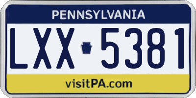 PA license plate LXX5381