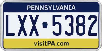 PA license plate LXX5382