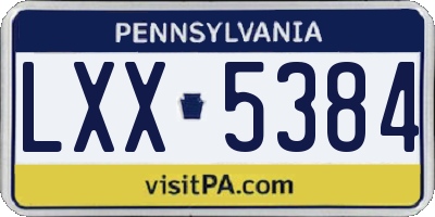 PA license plate LXX5384