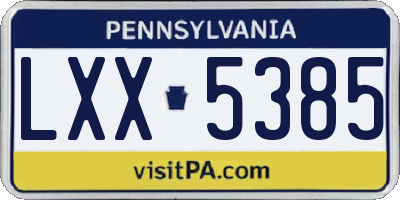 PA license plate LXX5385
