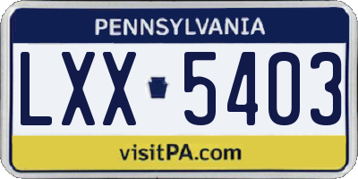 PA license plate LXX5403