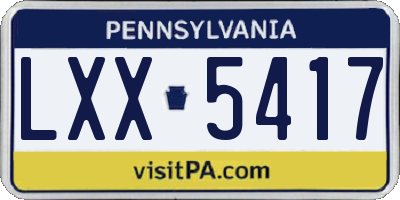 PA license plate LXX5417