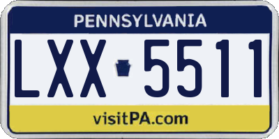 PA license plate LXX5511
