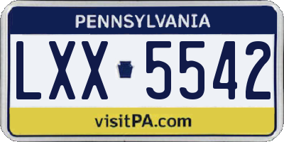 PA license plate LXX5542